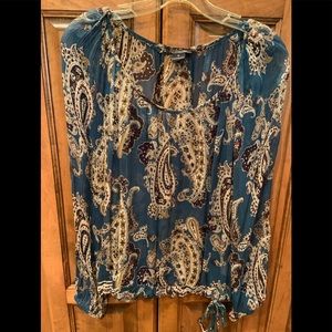 Long sleeved semi sheer blouse